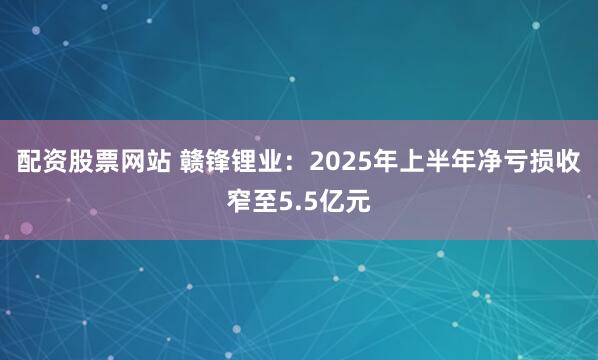 配资股票网站 赣锋锂业：2025年上半年净亏损收窄至5.5亿元